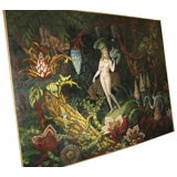 Exceptioan Large 19thC Oil Painting of Woman in Tropical Scene