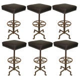 Vintage Set of 3 French 40's Industiral Iron Barstools