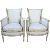 Antique Pair of French LXVI Bergeres/Armchairs