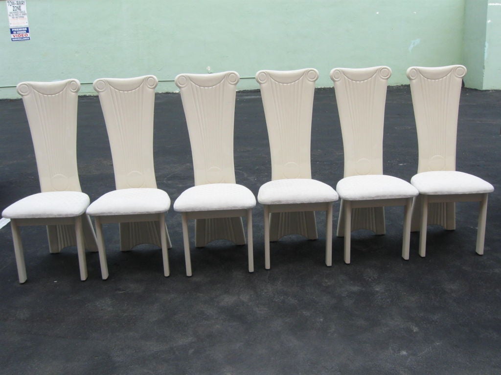 Set of 6 High Back Classical Column Design Dining Room Chairs 4