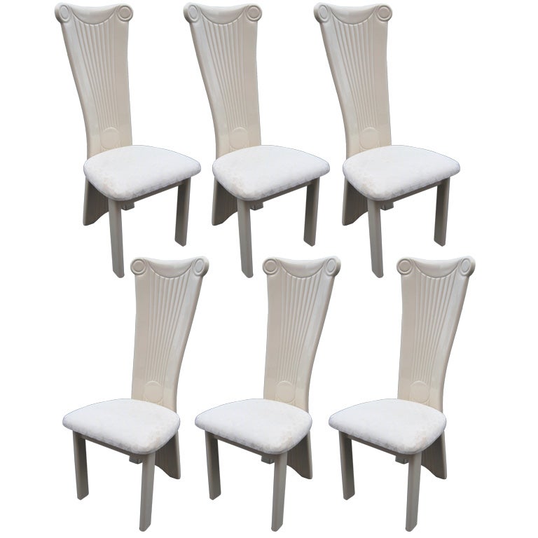 Set of 6 High Back Classical Column Design Dining Room Chairs
