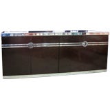 Signed Pierre Cardin Sideboard, Chocolate Brown and Chrome,