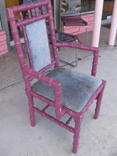 Late 20th Century Set of 6 Faux Bamboo Dining Chairs