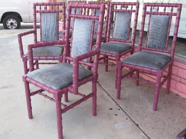 Set of 6 Faux Bamboo Dining Chairs 1