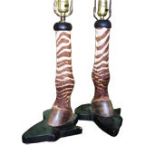 Vintage Pair of Zebra Lamps