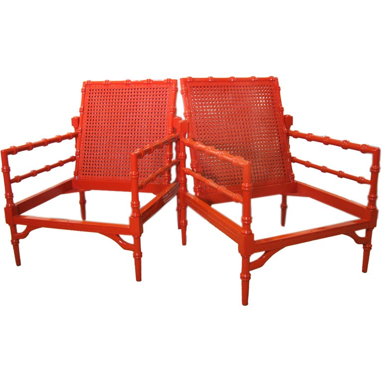 Spectacular pair of Faux Bamboo Club Chairs/Armchairs