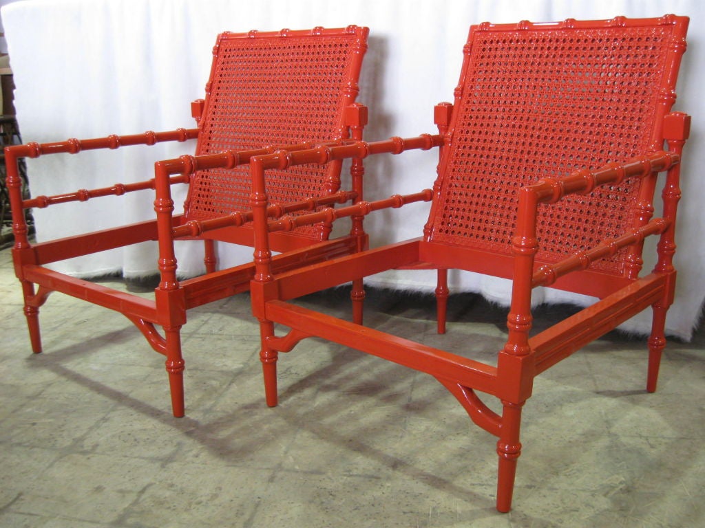 Spectacular pair of Faux Bamboo Club Chairs/Armchairs 1