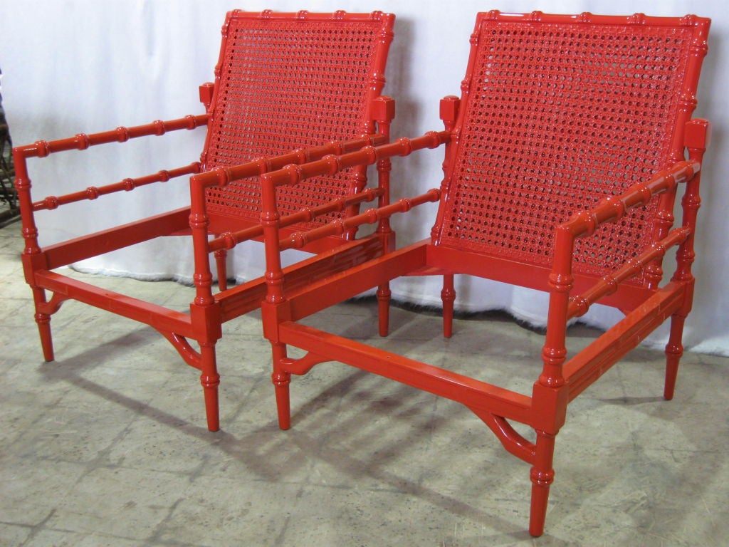 Spectacular pair of Faux Bamboo Club Chairs/Armchairs 2