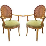 Vintage Beautiful Pair of Shell Back Armchairs