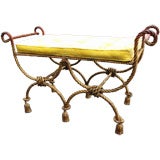 Vintage Large Double Pedestal Italian Rope and Tassel Bench