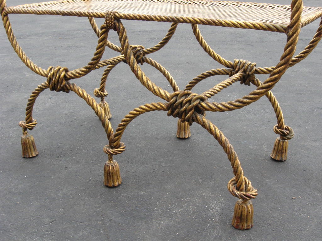 Iron Large Double Pedestal Italian Rope and Tassel Bench