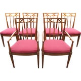 6 Elegant Ribbon Back Dining Chairs, 2 armchairs, 4 sides chairs