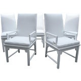 Set of 6 High Gloss Lacquered Dining Chairs, Greek Key Flair
