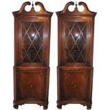 Antique Pair of George III  English Corner Cabinets