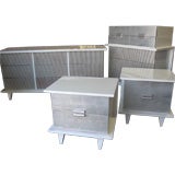 Exceptionel 40's Silver leaf and Lacquer Bedroom Set
