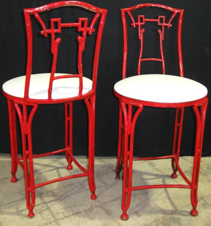 American Pair of  Bamboo Bar Stools