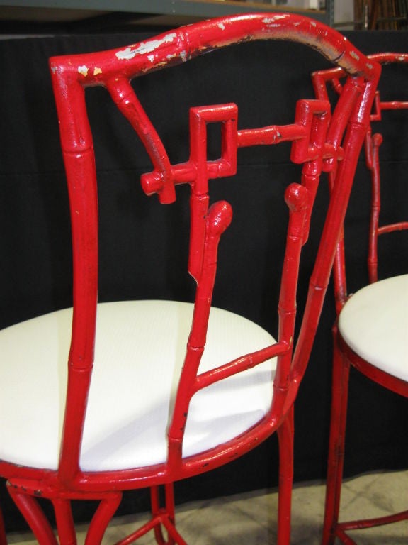 Mid-20th Century Pair of  Bamboo Bar Stools