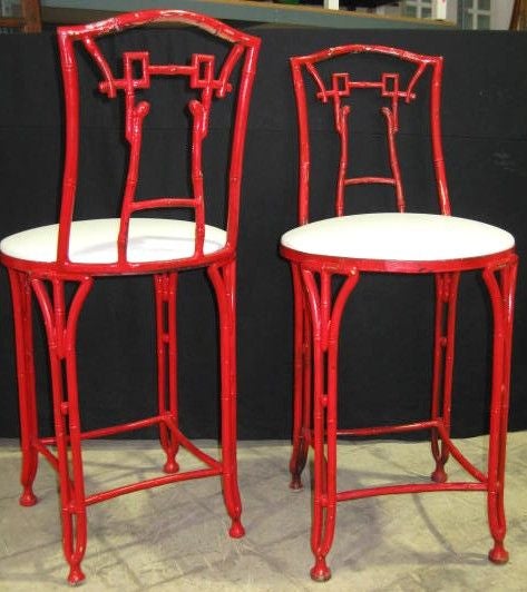 Pair of  Bamboo Bar Stools 1