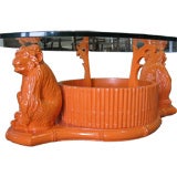 Double Monkey Faux Bamboo Lacquered Coffee Table