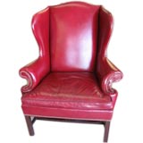 Red Leather Wing Back Chair