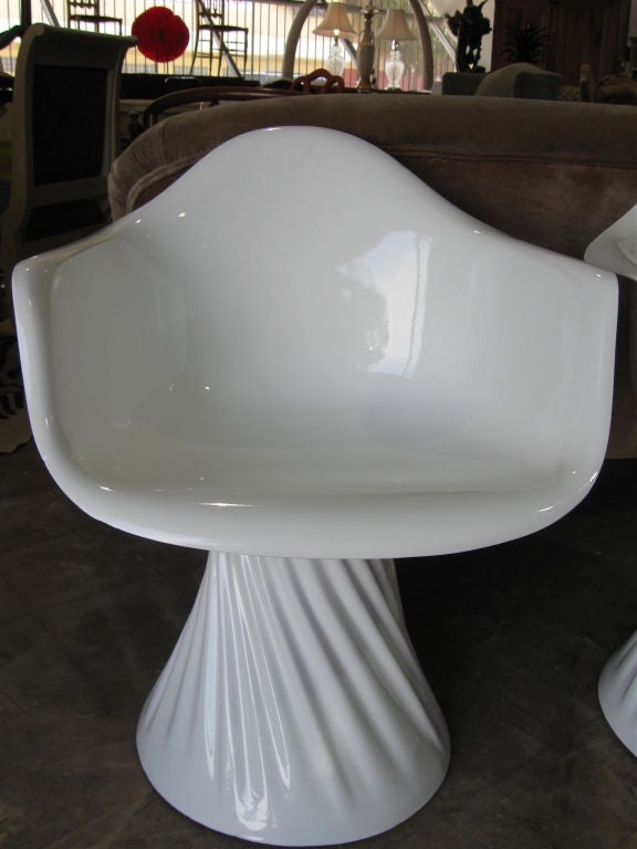 Exceptional Draped Pair Of  60's Fiberglass Chairs