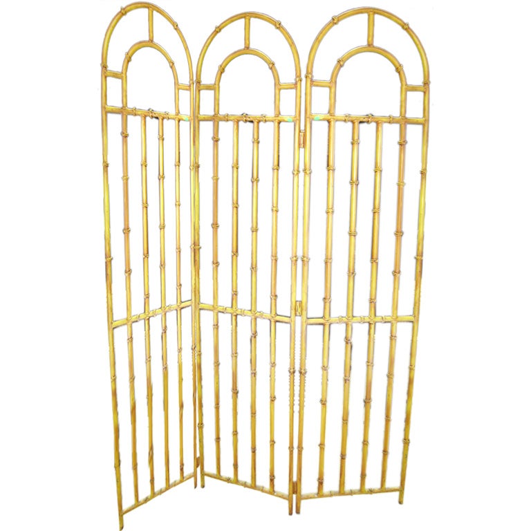Faux Bamboo 3 panel Iron Screen/room divider
