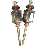 Antique Very Large Pair of  Jeff Cunningham Early American Coach Lights