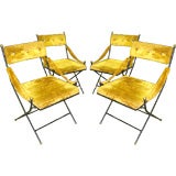 Set of 4 Italian Campaign Iron and Brass Chairs