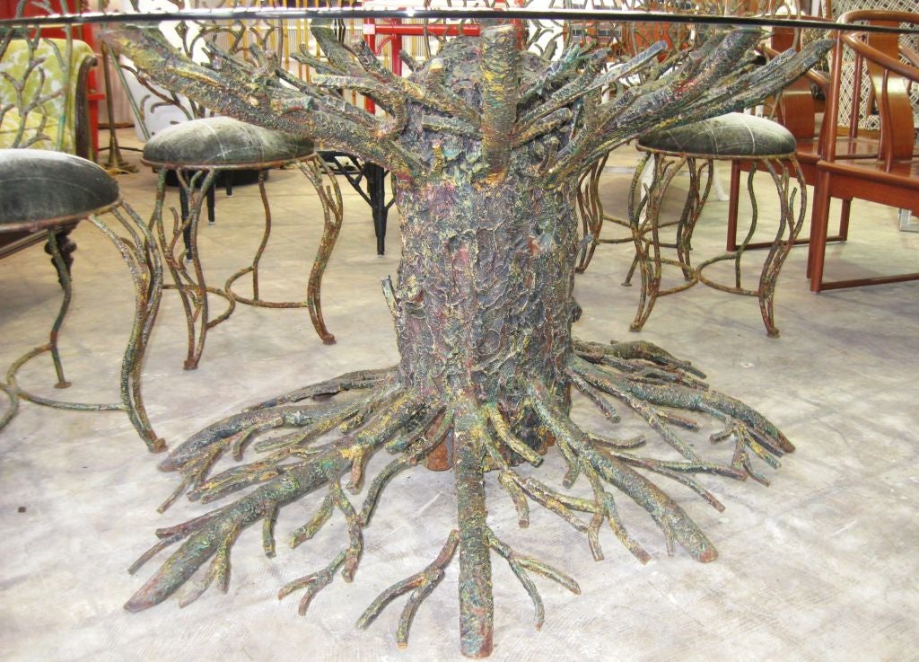Exceptional Large  Iron Faux Bois Table base
