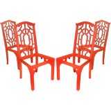 Fabulous set of 4 Chinese Chippendale Lacquered Chairs