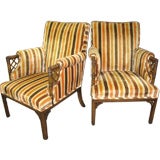 Vintage Wonderful Pair of Faux Bamboo Club Chairs