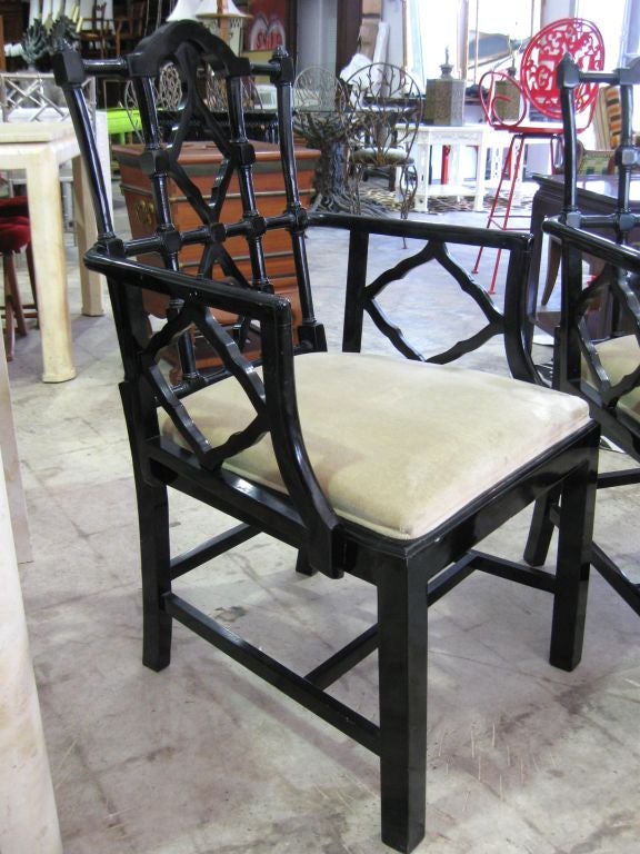 Late 20th Century Pair of Chinese Chippendale Style Armchairs