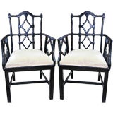 Pair of Chinese Chippendale Style Armchairs