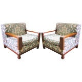 Pair of Deco Club Chairs with Ming Style Legs
