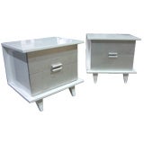 Superb Pair of Silver Leaf and High Gloss Lacquered End Tables