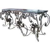 Exceptional Triple Pedestal  Wrought Iron Console