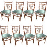 Exceptional Set of 8 English Bamboo Dining Chairs