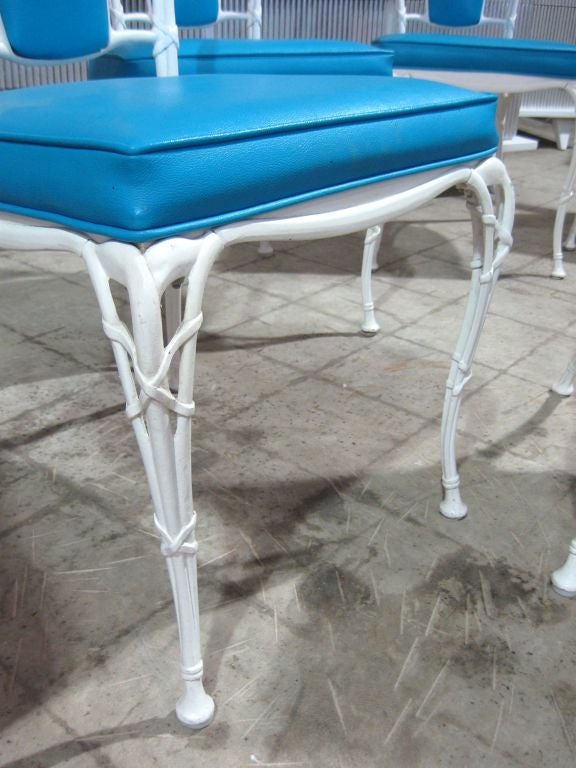 Elegant set of 6 Faux Bamboo Aluminum Pation/Dining chairs. Wonderful form and quality, can be used indoors or outdoors.<br />
Very good condition.