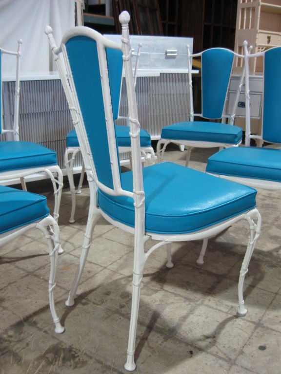 Mid-20th Century Set of 6 Faux Bamboo Patio/Dining Chairs