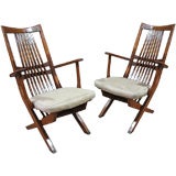 Elegant Pair of Adjustable English Campaign Chairs