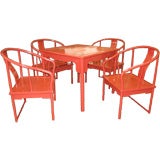 Vintage Elegant Lacquered Chinoiseire 5 piece Table Set