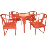 Elegant Lacquered Chinoiseire 5 piece Table Set