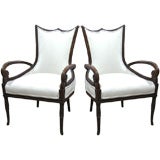 Elegant Pair of 40's French Scolled Armchairs