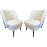 Pair of Italian Gio Ponti Style Mid Century Slipper Chairs