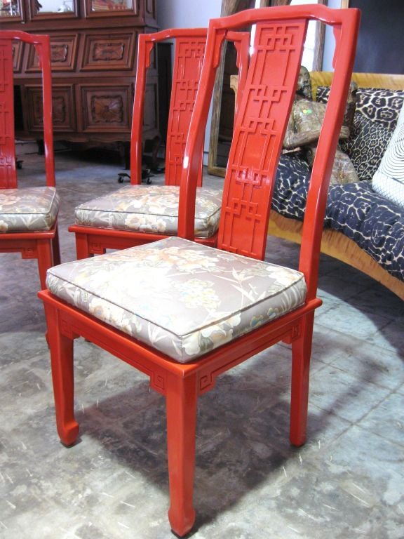 Exceptional Set of Chinoiserie Lacquered High Back Chairs