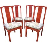 Exceptional Set of Chinoiserie Lacquered High Back Chairs