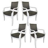Set of Four lacquered Dolphin Arm Chairs