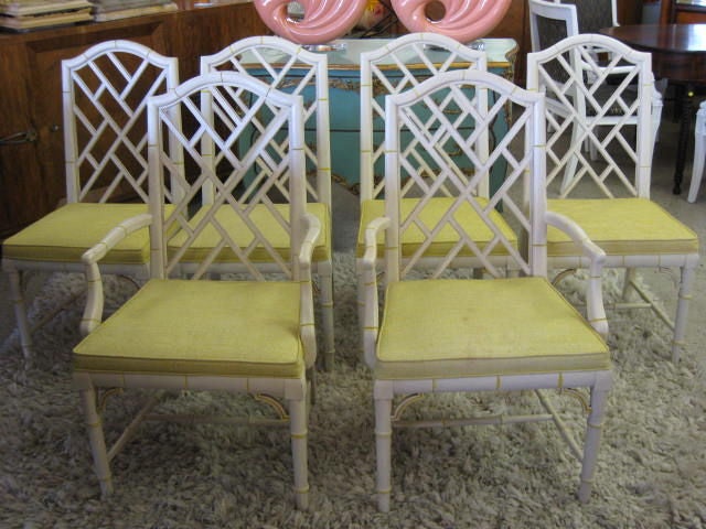 6  Lattice Back Faux Bamboo Dining Chairs 2