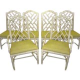 6  Lattice Back Faux Bamboo Dining Chairs