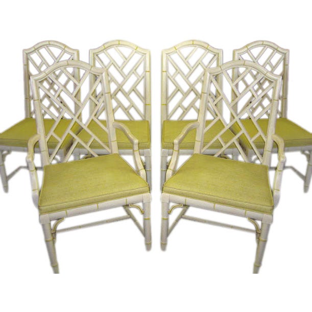 6  Lattice Back Faux Bamboo Dining Chairs